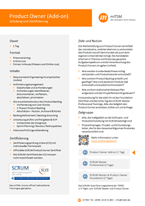 Thumbnail Download Flyer Scrum Product Owner Schulung & Zertifizierung PDF