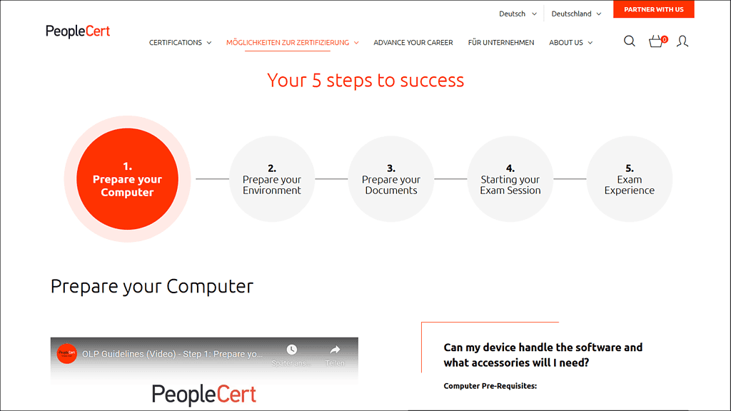 Link zur Anleitung für PeopleCert Online-Prüfungen