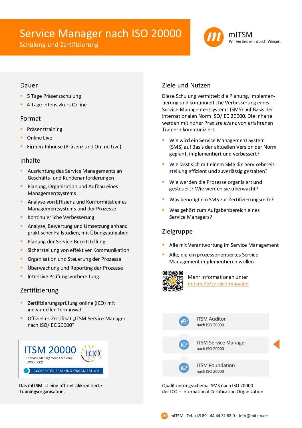 Schulungs-Flyer ISO 20000 Service Manager