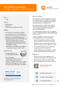Download Schulungs-Flyer: mITSM - ISO 42001 KI-Beauftragter Foundation - Schulung & Zertifizierung