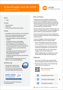 Download Schulungs-Flyer: mITSM - ISO 42001 KI-Beauftragter nach ISO 42001 - Schulung & Zertifizierung