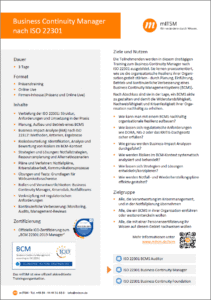 Download Flyer Business Continuity Manager Schulung & Zertifizierung