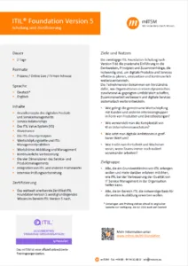 Download Flyer ITIL Foundation Version 5 Schulung und Zertifizierung