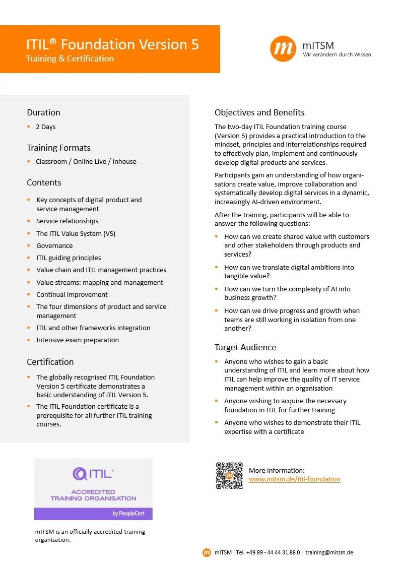 Download Flyer ITIL Foundation Version 5