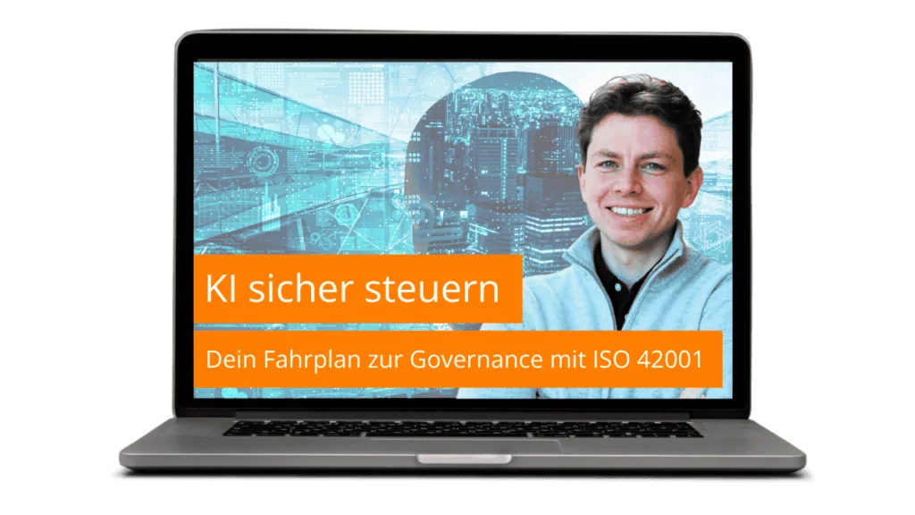 KI gesteuerte IT-Management-Lösung auf Laptop mit digitaler Stadtansicht.